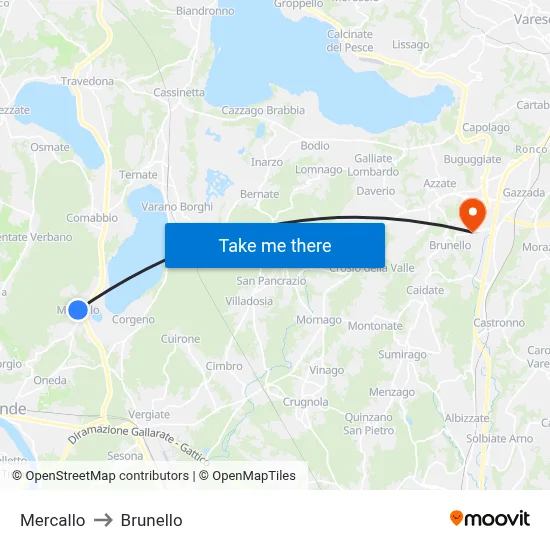 Mercallo to Brunello map