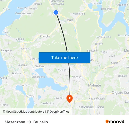 Mesenzana to Brunello map