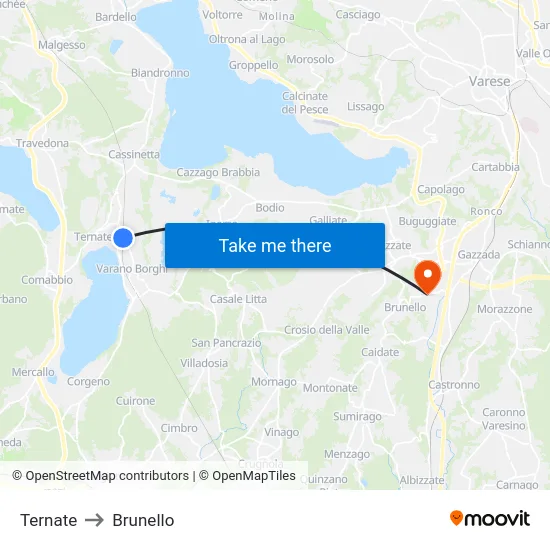 Ternate to Brunello map