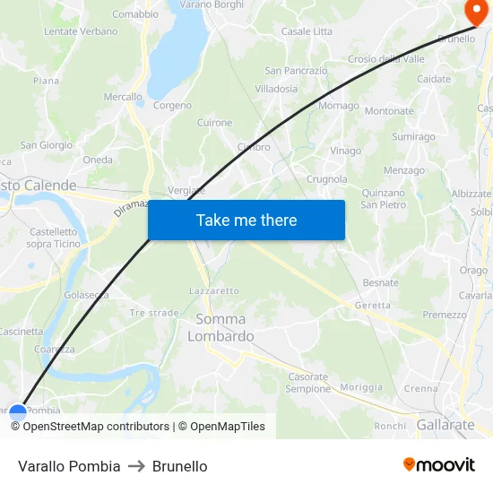 Varallo Pombia to Brunello map