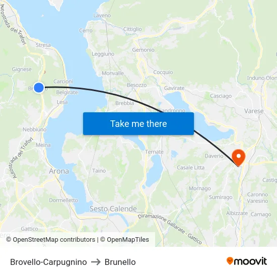 Brovello-Carpugnino to Brunello map