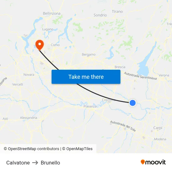Calvatone to Brunello map