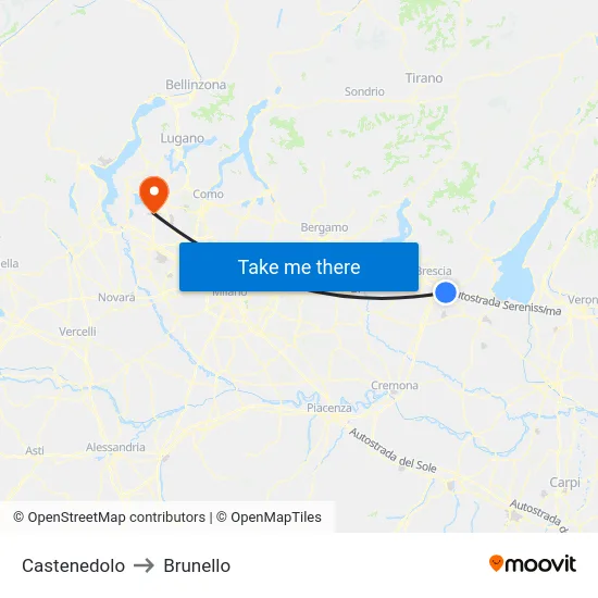 Castenedolo to Brunello map