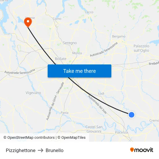 Pizzighettone to Brunello map