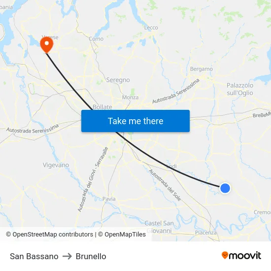 San Bassano to Brunello map