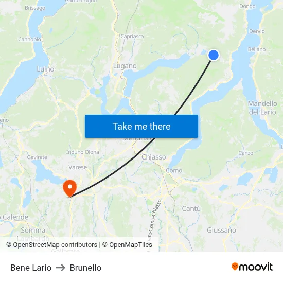 Bene Lario to Brunello map