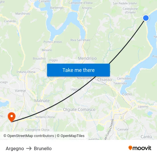 Argegno to Brunello map