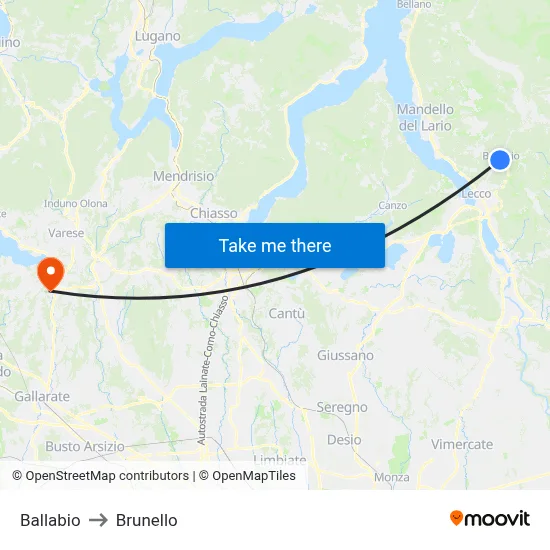 Ballabio to Brunello map