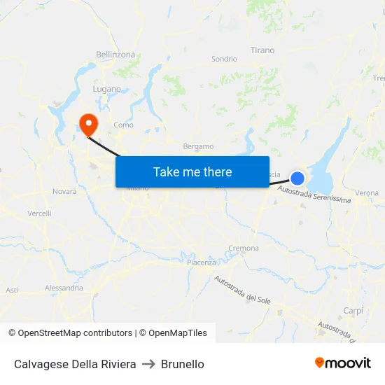 Calvagese Della Riviera to Brunello map