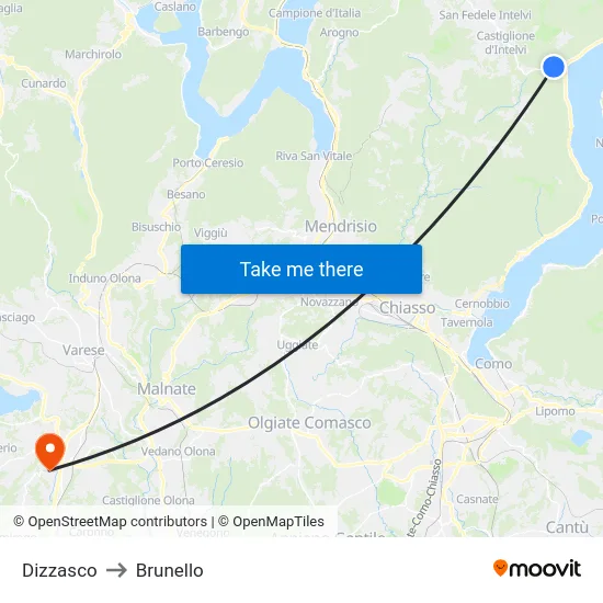 Dizzasco to Brunello map