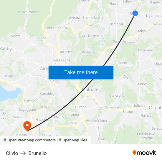 Clivio to Brunello map