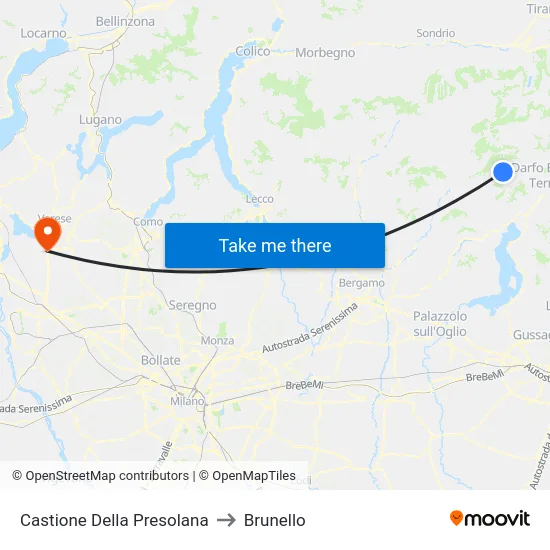 Castione Della Presolana to Brunello map