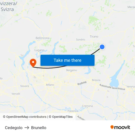 Cedegolo to Brunello map