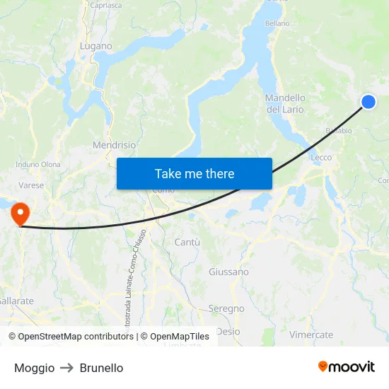 Moggio to Brunello map