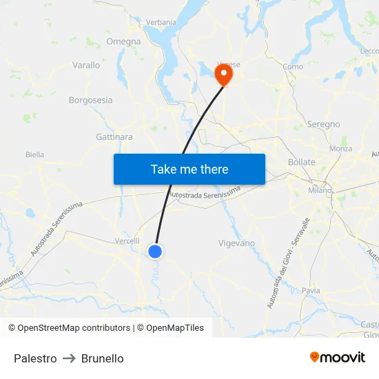 Palestro to Brunello map