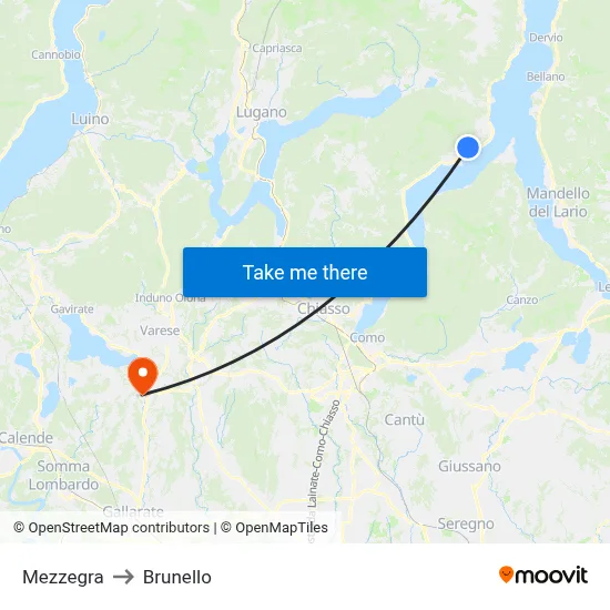 Mezzegra to Brunello map