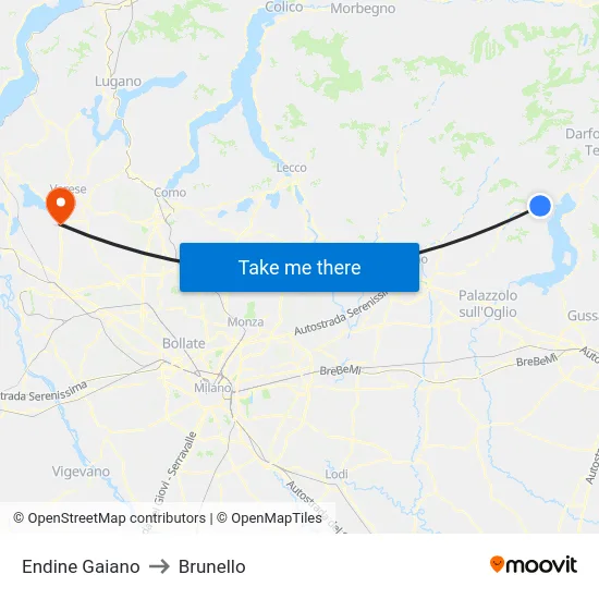 Endine Gaiano to Brunello map