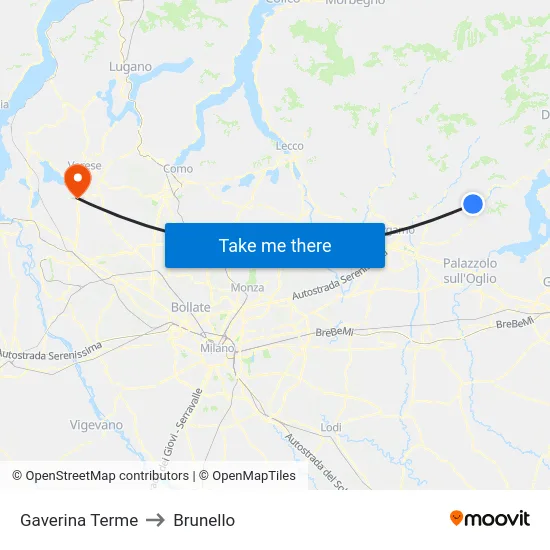 Gaverina Terme to Brunello map