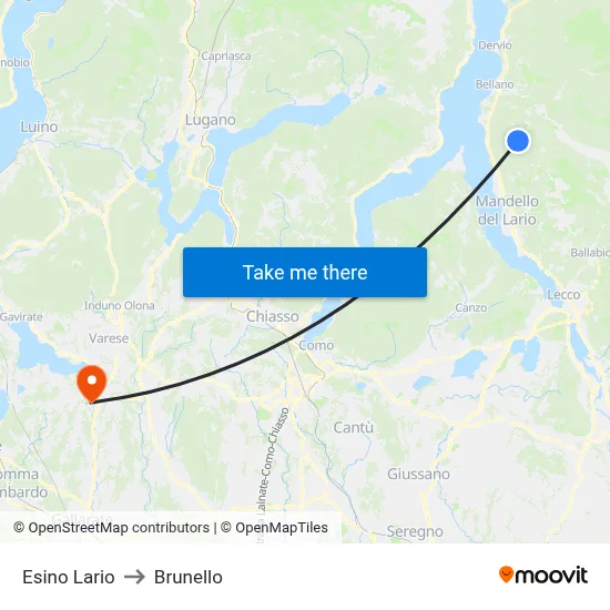 Esino Lario to Brunello map