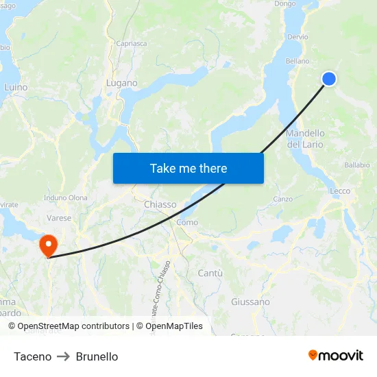 Taceno to Brunello map