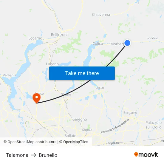 Talamona to Brunello map