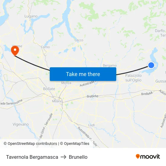 Tavernola Bergamasca to Brunello map