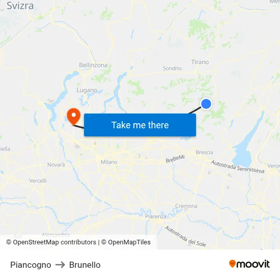 Piancogno to Brunello map