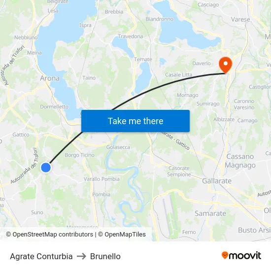 Agrate Conturbia to Brunello map