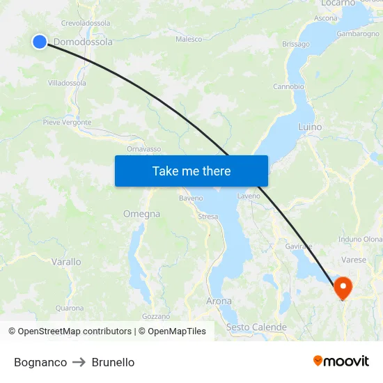 Bognanco to Brunello map