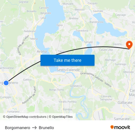 Borgomanero to Brunello map