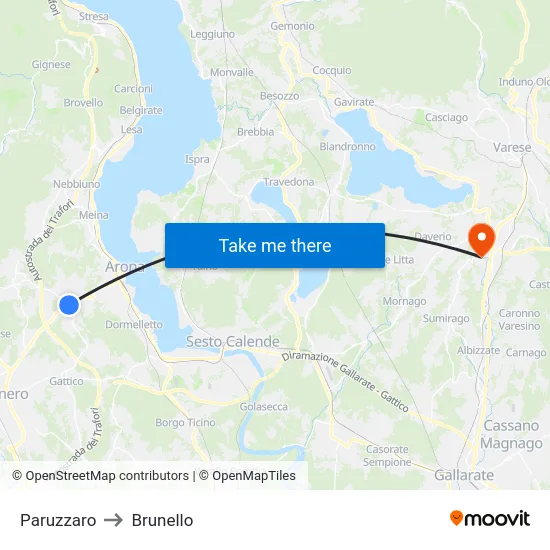 Paruzzaro to Brunello map