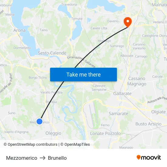 Mezzomerico to Brunello map