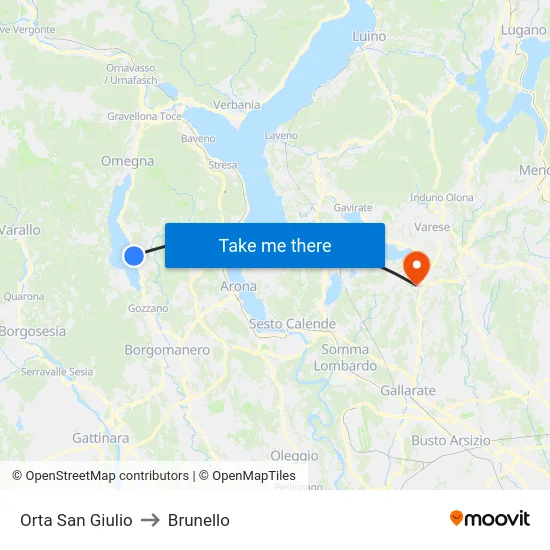 Orta San Giulio to Brunello map