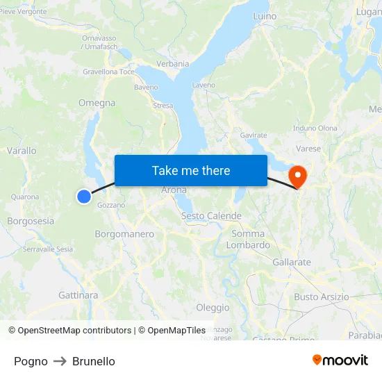 Pogno to Brunello map