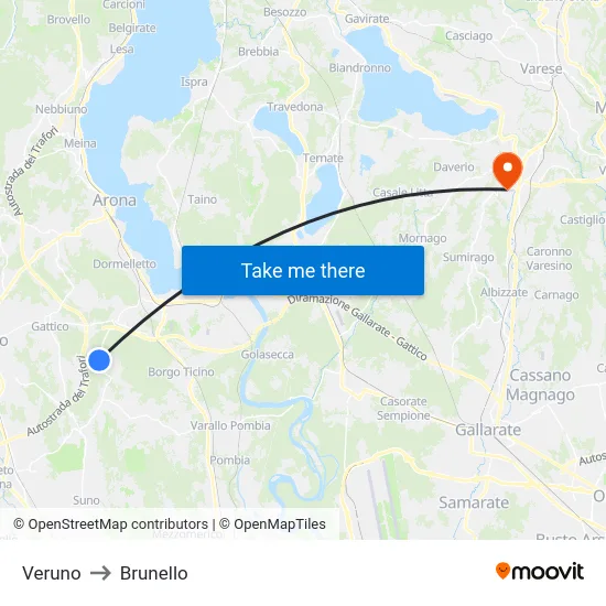 Veruno to Brunello map