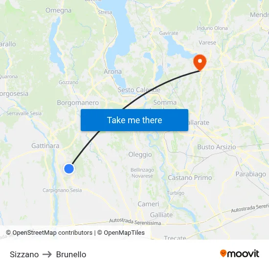 Sizzano to Brunello map