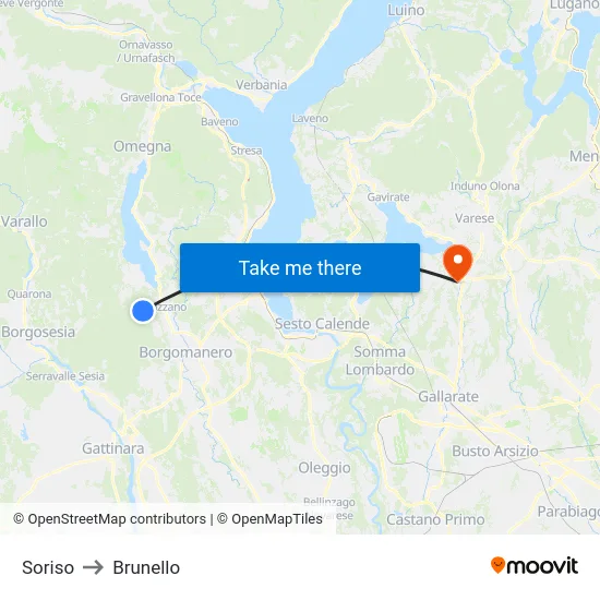 Soriso to Brunello map