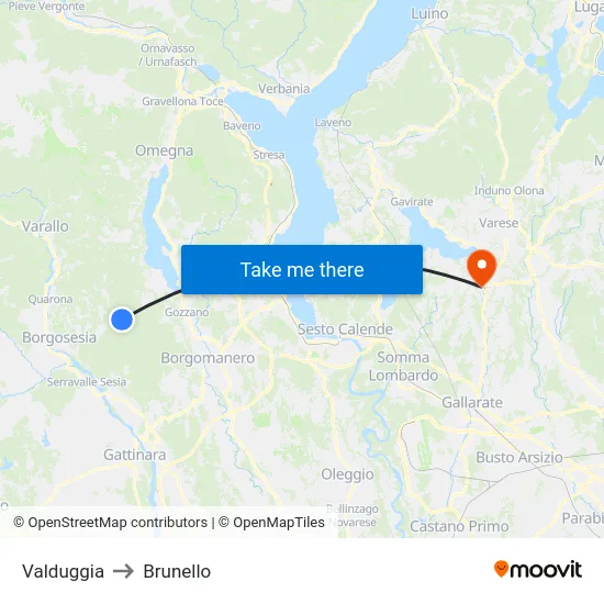 Valduggia to Brunello map