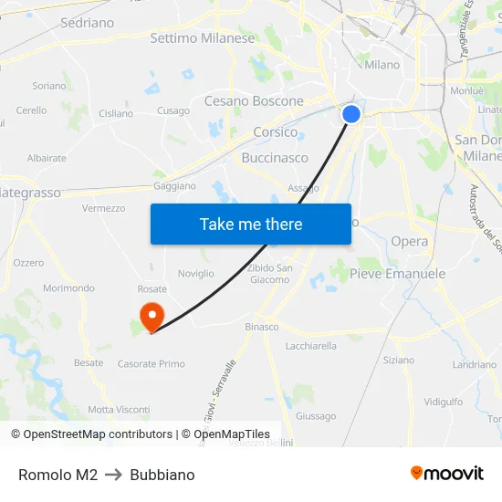 Romolo M2 to Bubbiano map
