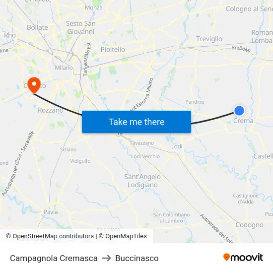 Campagnola Cremasca to Buccinasco map