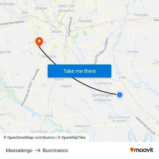 Massalengo to Buccinasco map
