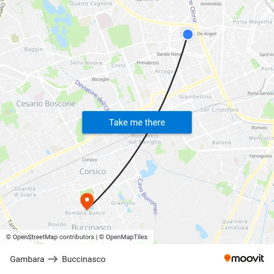 Gambara to Buccinasco map