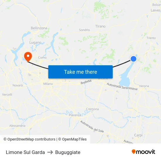 Limone Sul Garda to Buguggiate map