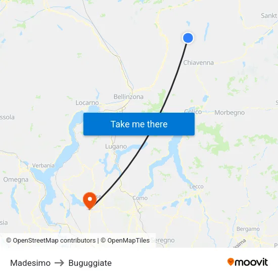 Madesimo to Buguggiate map