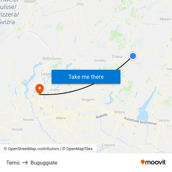 Temù to Buguggiate map