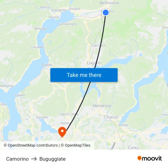 Camorino to Buguggiate map