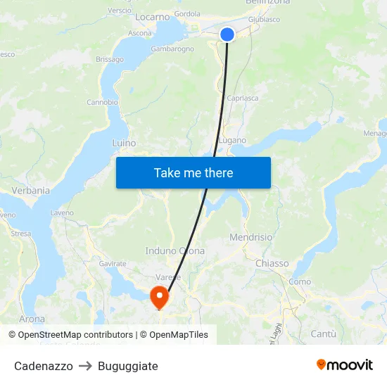 Cadenazzo to Buguggiate map