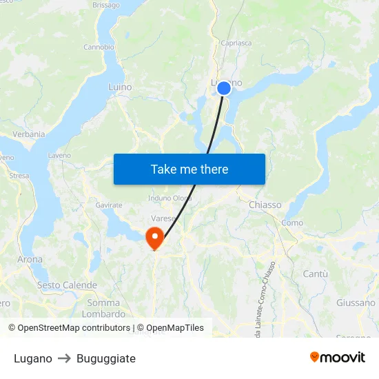 Lugano to Buguggiate map