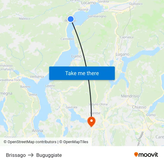 Brissago to Buguggiate map