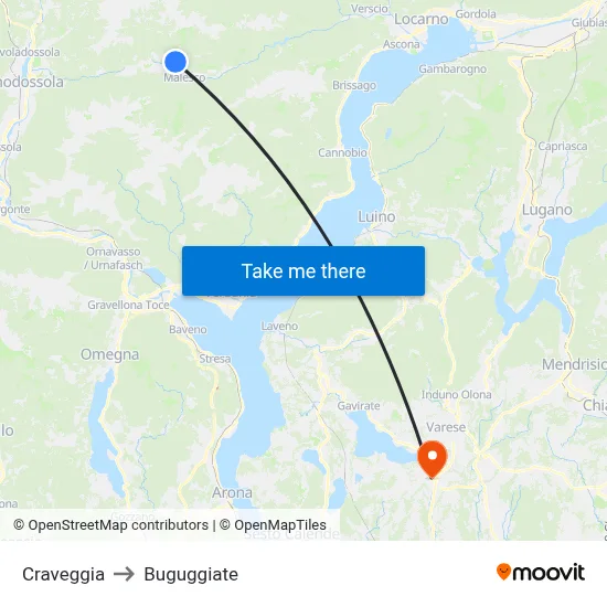 Craveggia to Buguggiate map